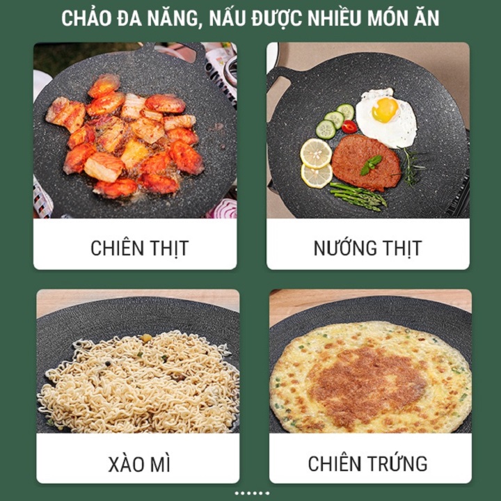 Chảo Nướng BBQ Không Cần Dầu Hàn Quốc, vỉ nướng chất liệu hợp kim nhôm phủ đá maifan chống dính Cao Cấp