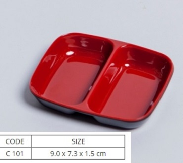10 Chén Chấm Nhựa Melamine 2 Lớp Đỏ Đen