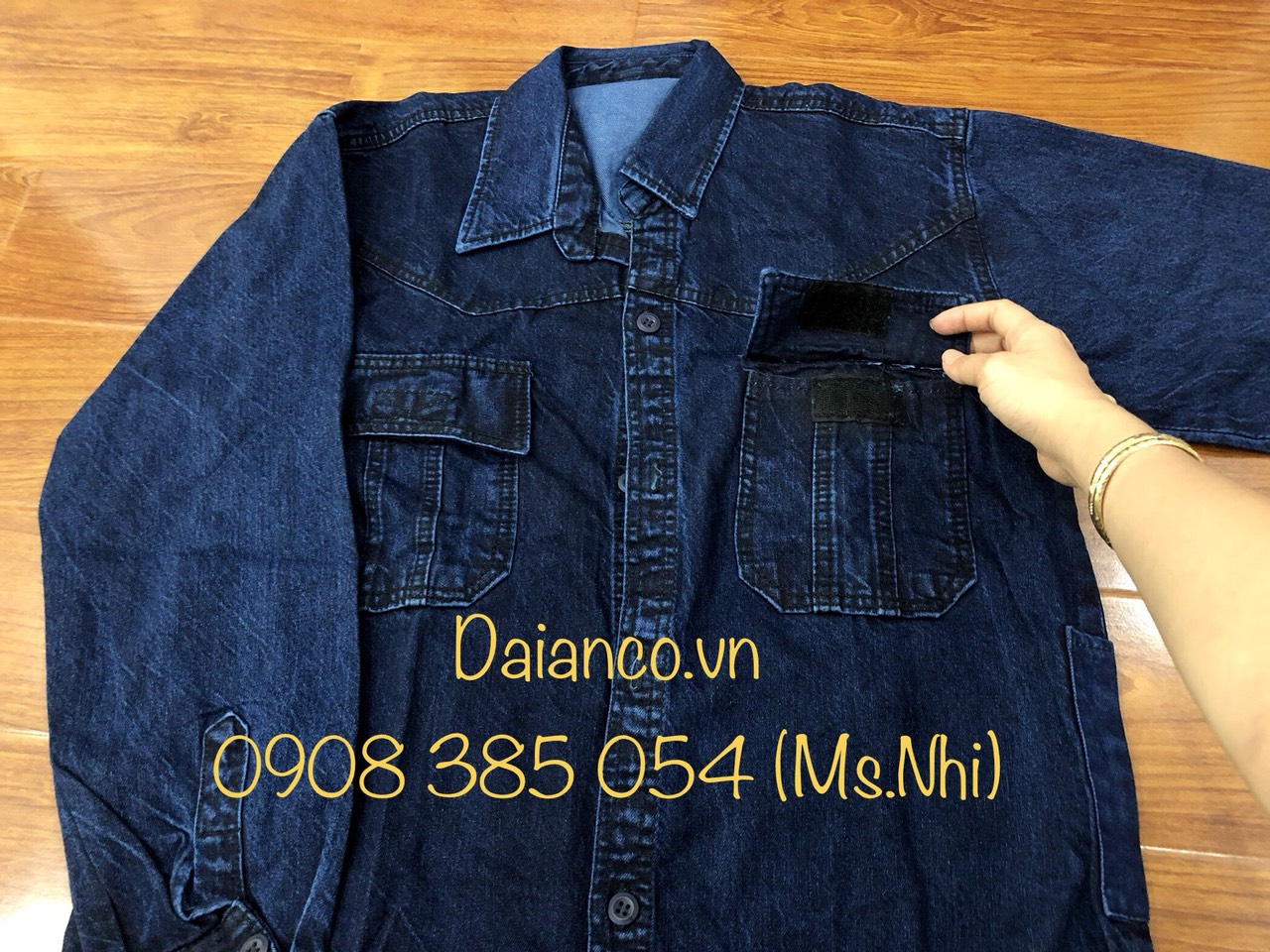 Áo jean điện lực vải dày dặn- Hình thật