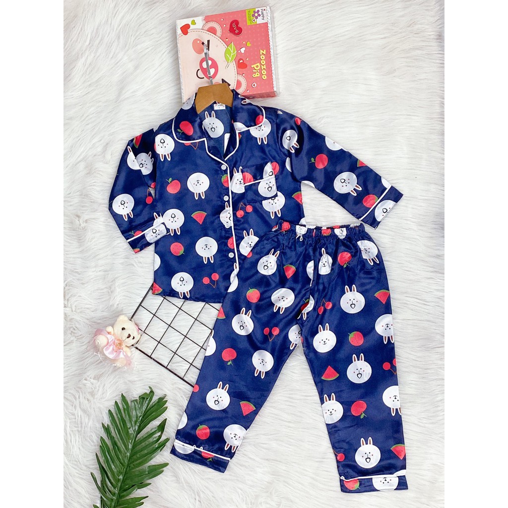 [HCM]J341 Bộ Pijama Phi Lụa Bé Gái Size Đại 10-50Kg