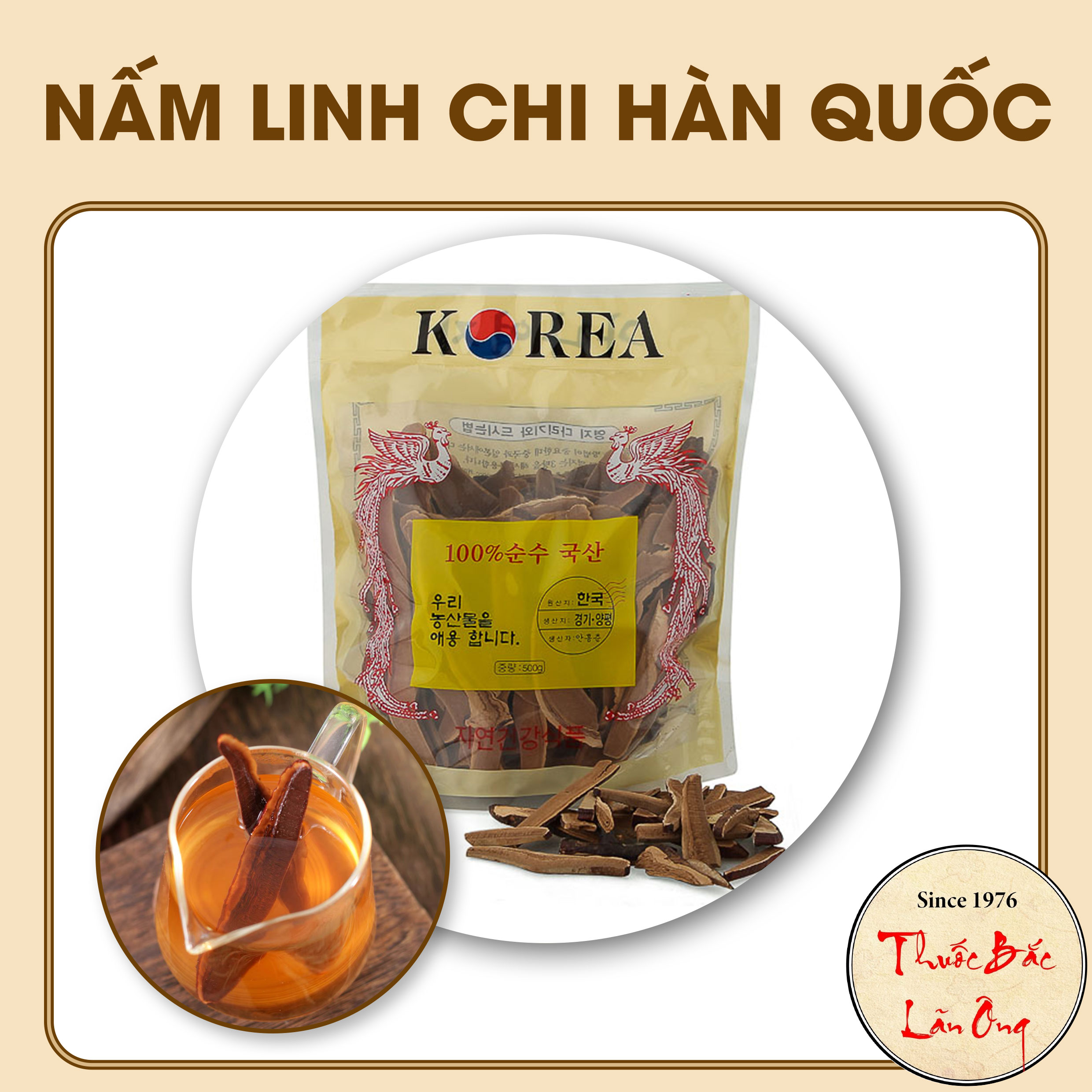 Nấm linh chi đỏ Hàn Quốc túi 500g, hàng thái lát - Lãn Ông