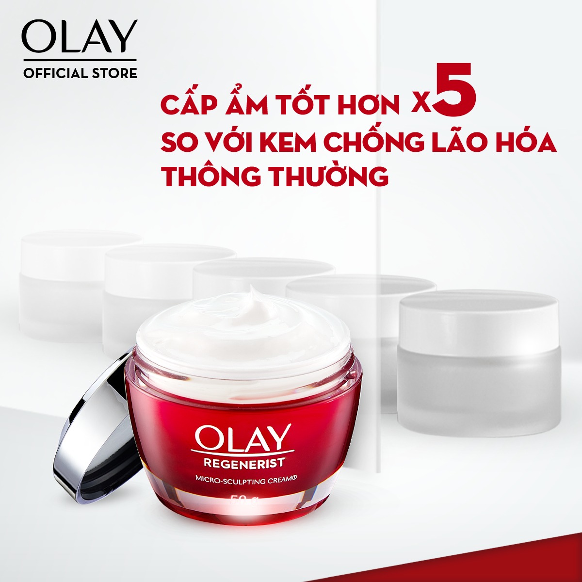 Kem Dưỡng Ẩm Ban Đêm Căng Mướt, Sáng Khỏe & Ngừa Lão Hóa OLAY REGENERIST 50G