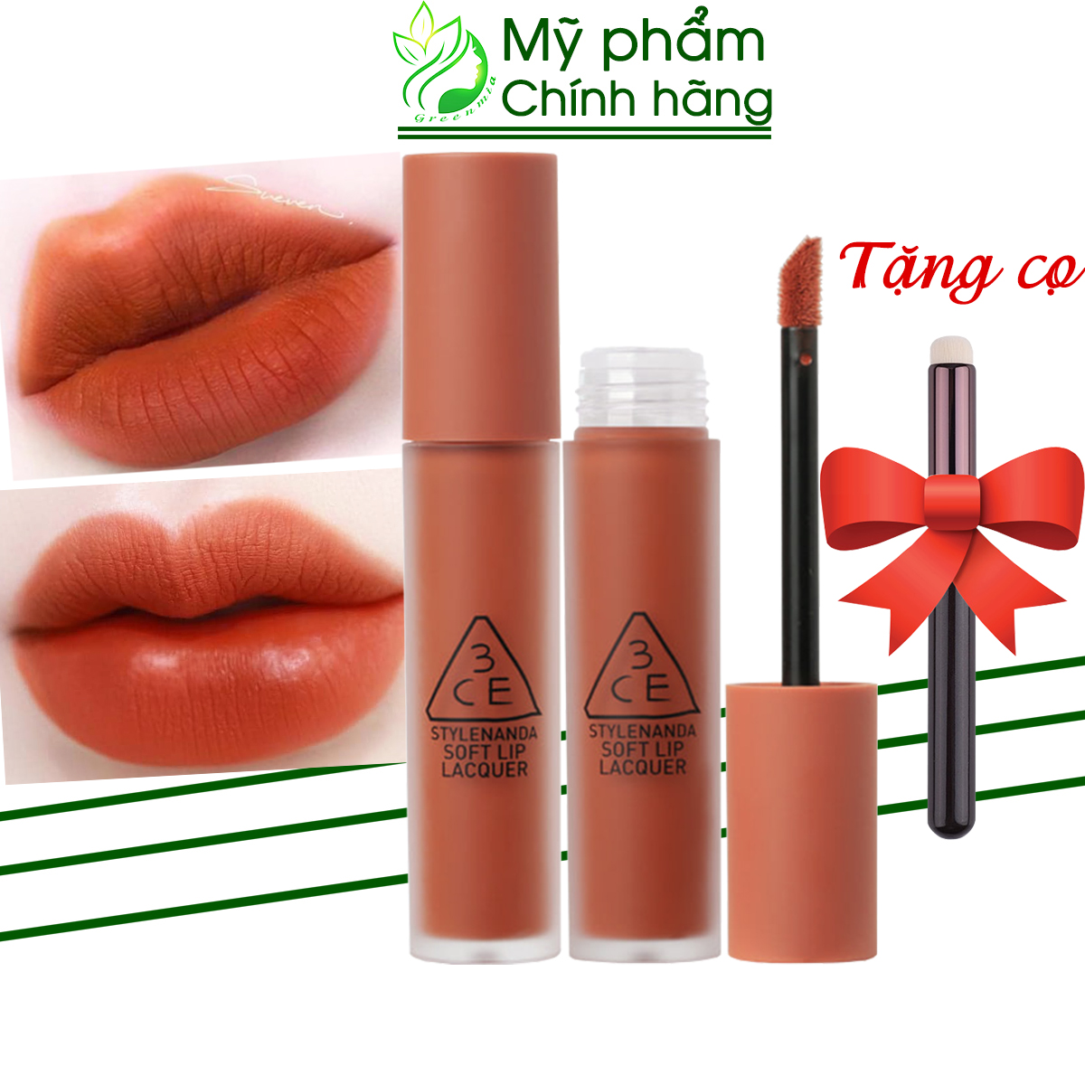 Son 3ce lacquer tawny red cam đất mịn lì cho da ngăm 3ce soft lip lacquer 4ml