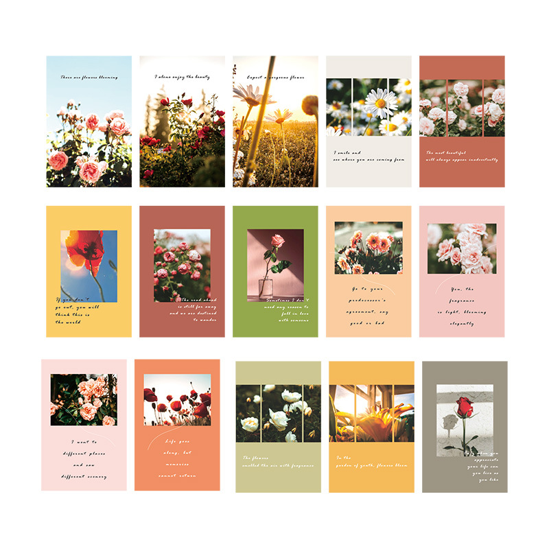 [15 tấm ] Set postcard decor - Sticker tròn