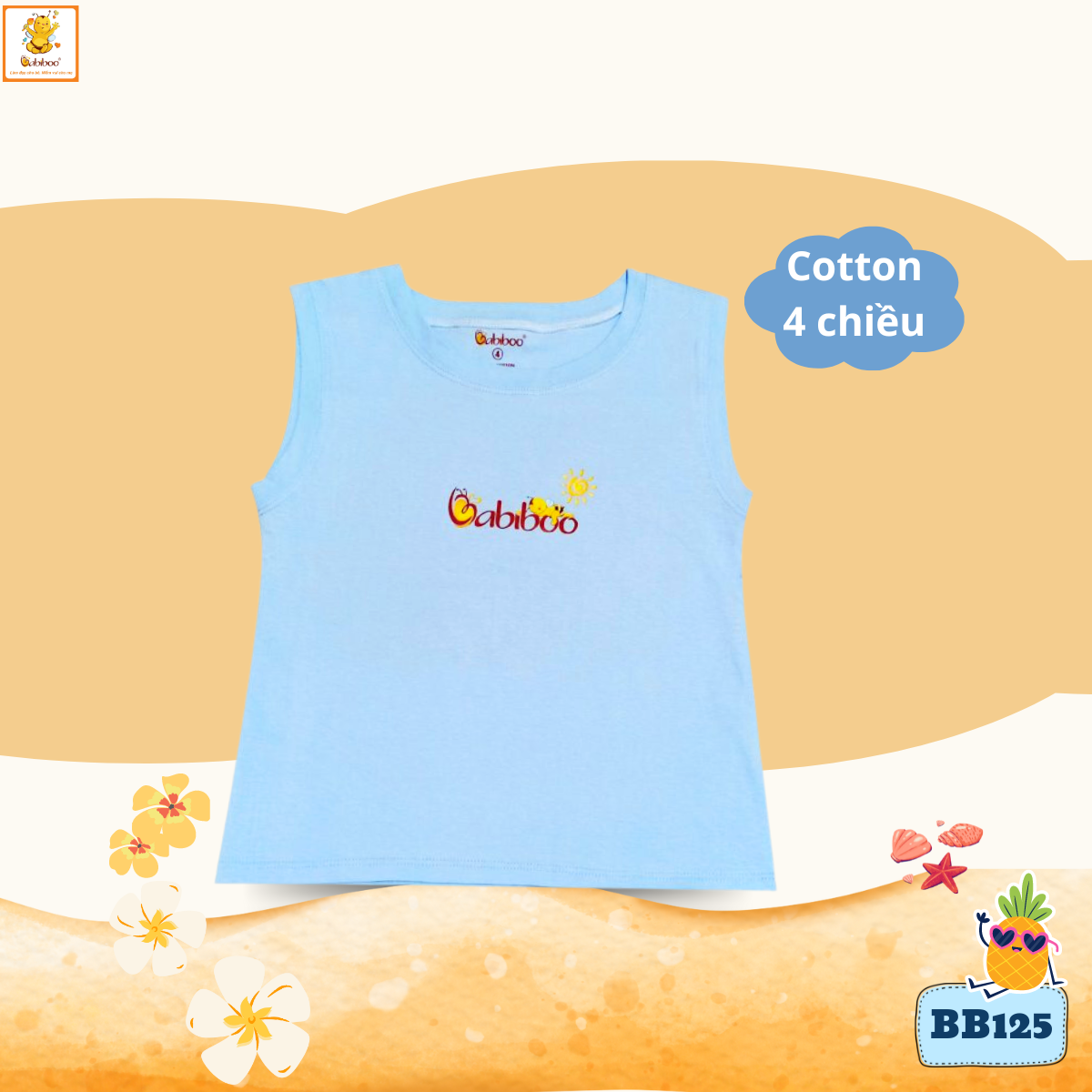 Áo sát nách hè bé trai Babiboo áo sát nách thun cotton 2 chiều mềm mịn mát BB125