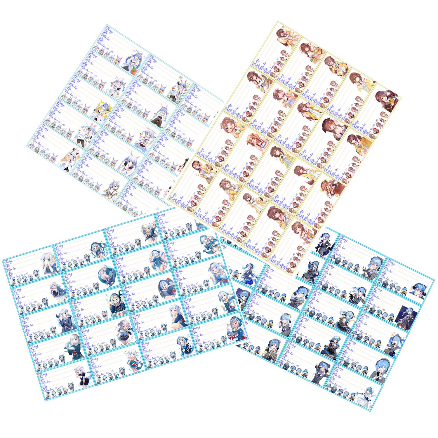 Nhãn vở set 40-60 nhãn Gawr Gura-Hololive Vtuber