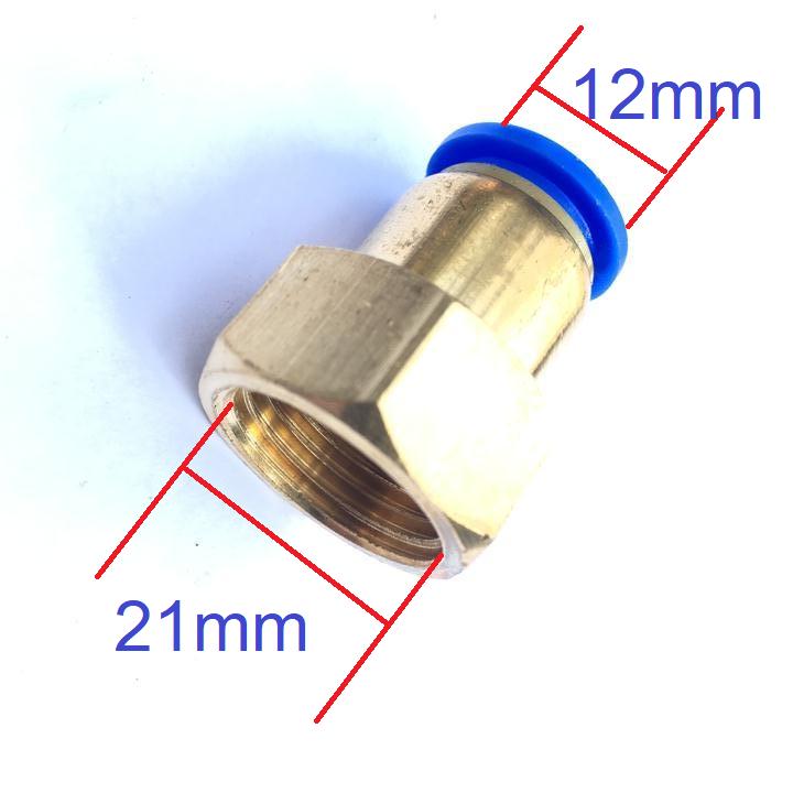 Đầu nối đồng ren trong 21mm nối ống phun sương 12mm.