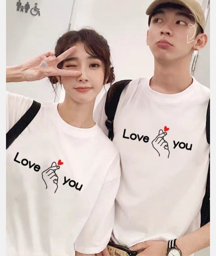 Áo thun đôi i love you bắn tim 85
