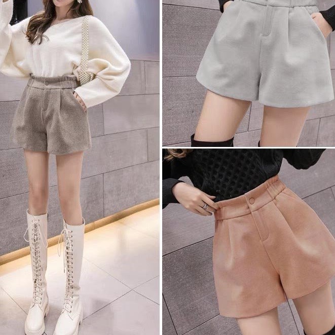 Quần short dạ nữ quần short cạp cao mẫu mới_A34