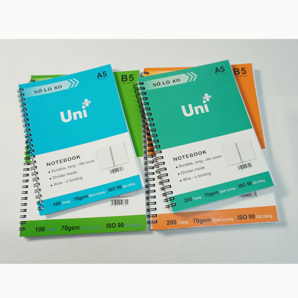 Sổ lò xo a5 kẻ ngang uni+ dày 200 trang sukado
