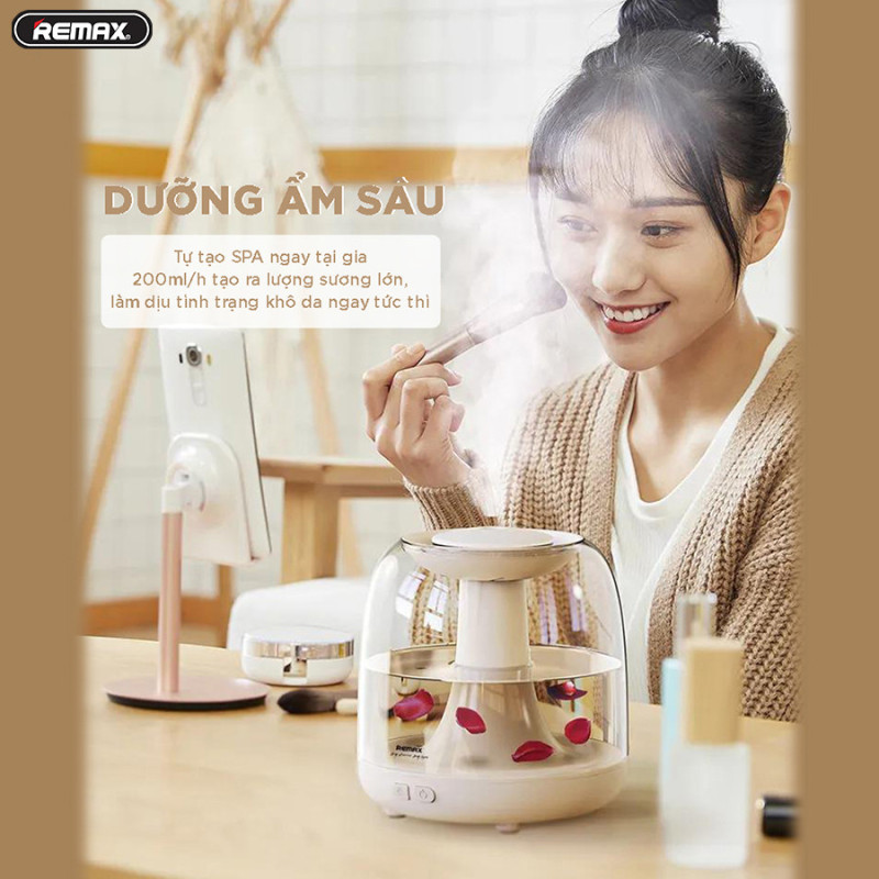 Bảng giá Máy phun sương kiêm đèn ngủ Remax RTA500, Khuếch tán tinh dầu, Dưỡng ẩm sâu, Cho phòng ngủ thơm tho, mát dịu