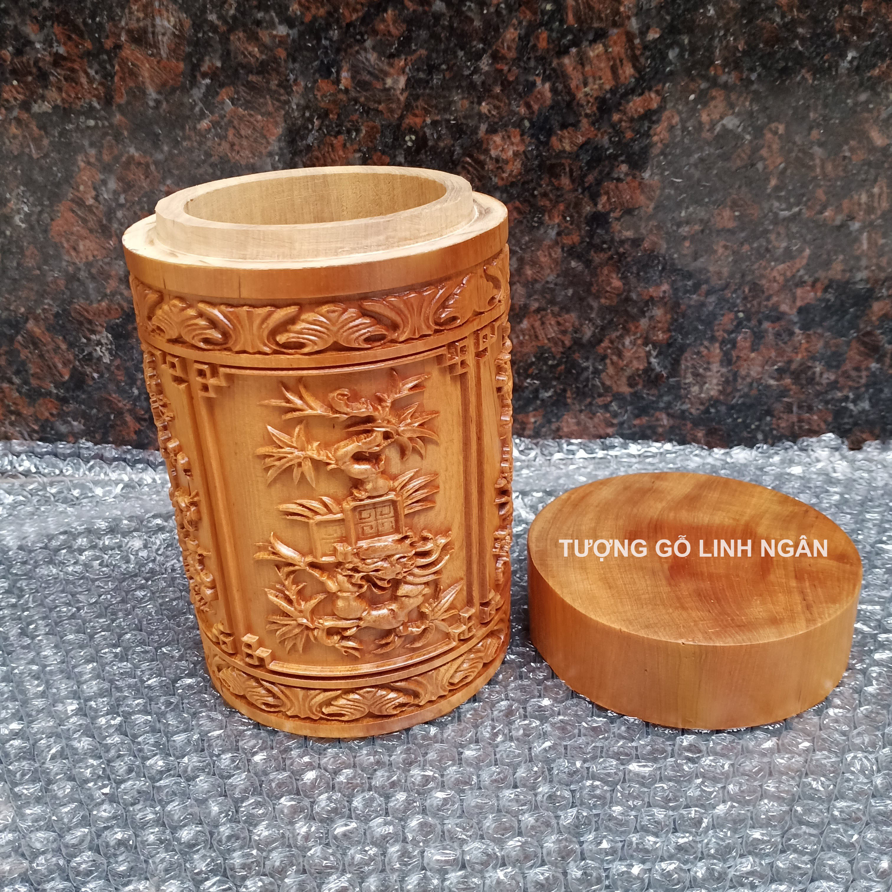 Hộp đựng chè gỗ bách xanh