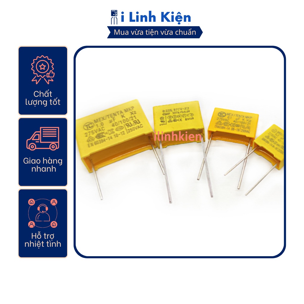 Tụ lọc nguồn AC 0.1uF 275V 10mm