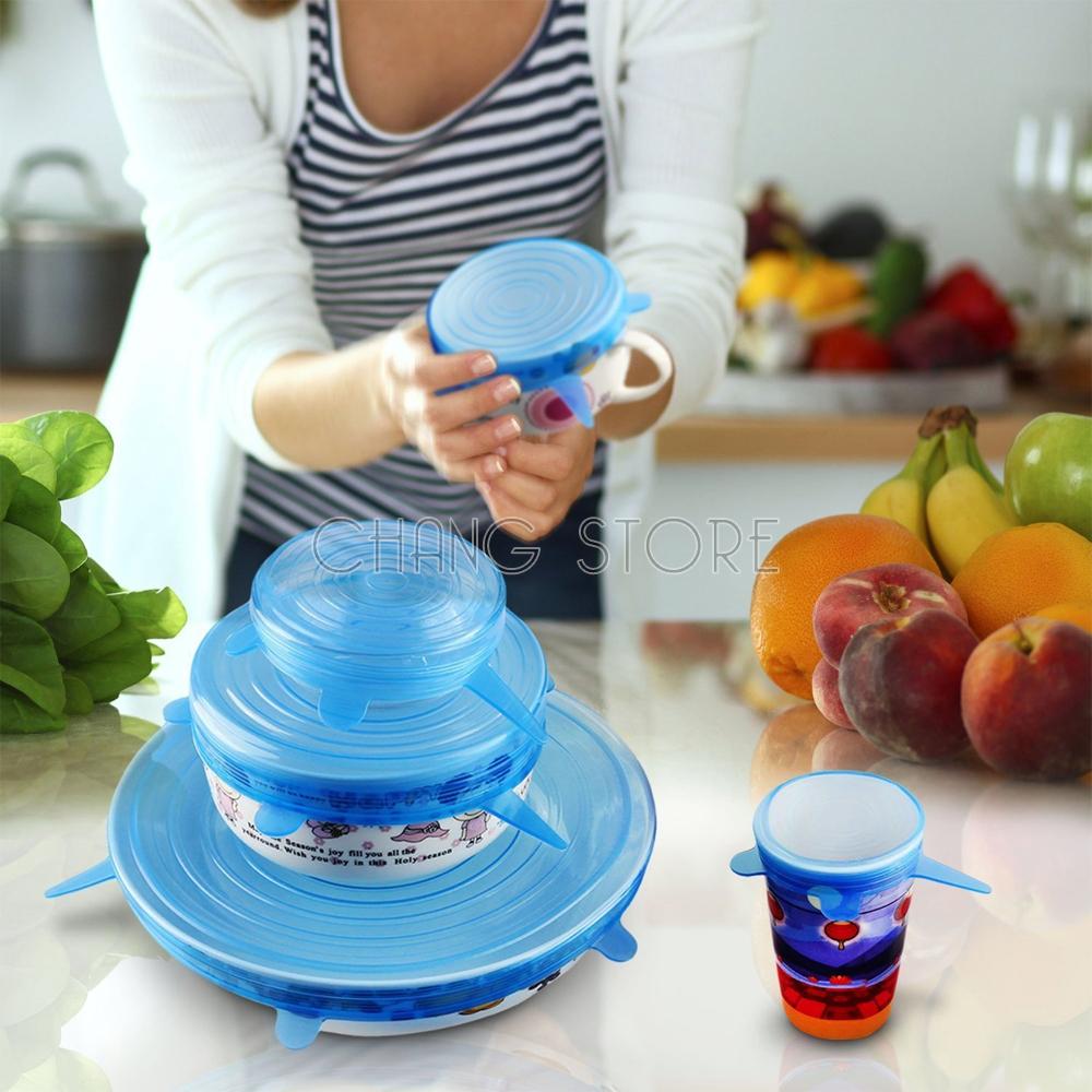 Bộ 6 Nắp Đậy Silicon Thay Thế Màng Bọc Thực Phẩm
