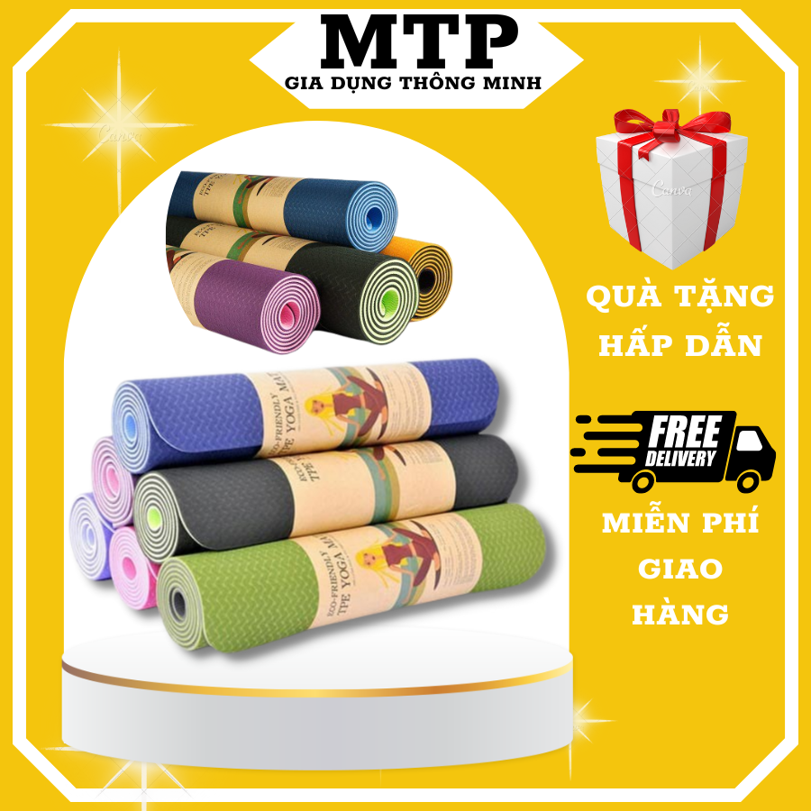 Thảm tập yoga 2 lớp TPE cao cấp, Thảm tập gym tại nhà, Thảm tập thể dục tại nhà