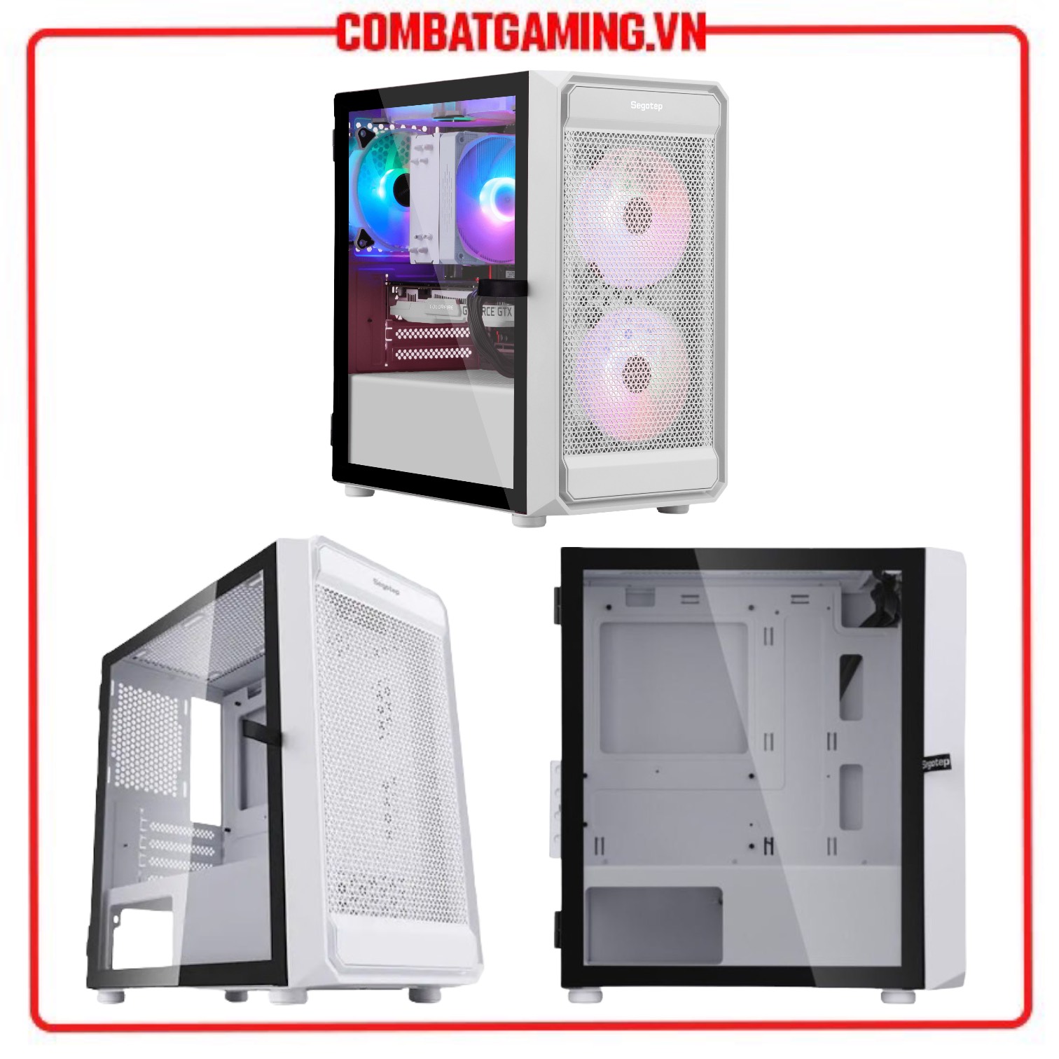 Case Segotep Artist 2F Black/White/Pink (Sẵn 2 Fan RGB)
