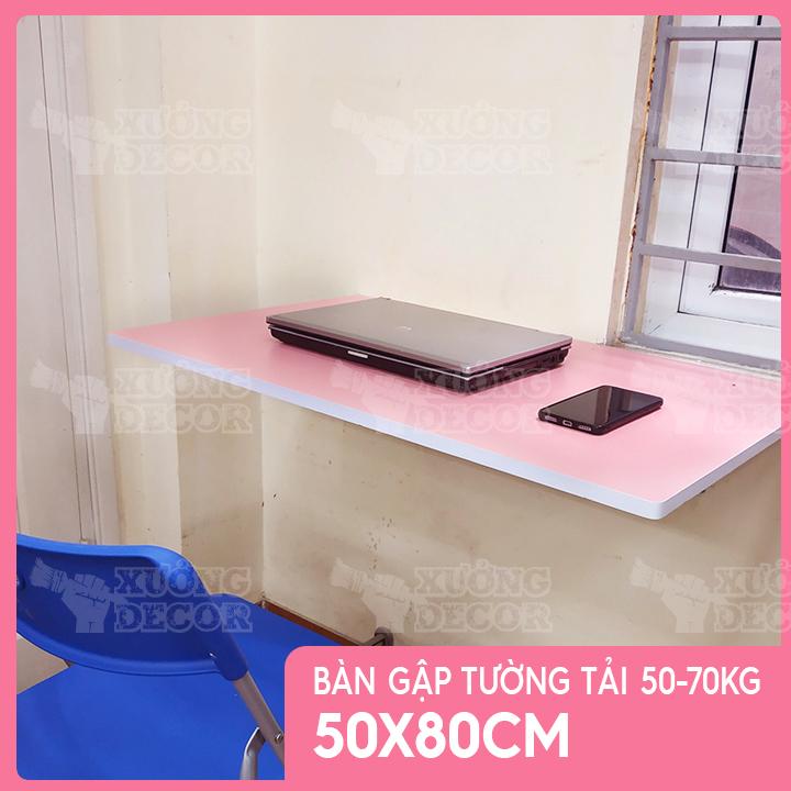 Bàn gập treo tường Hồng Pink 50x80cm tải 50-70kg