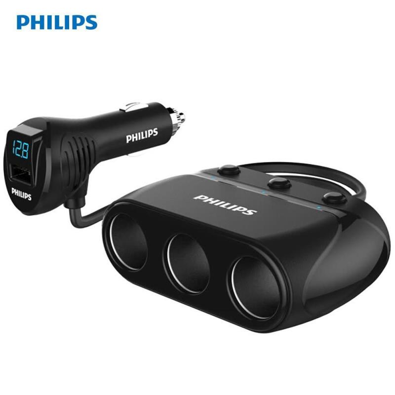 Bộ chia tẩu sạc ô tô cao cấp PHILIPS DLP2019 (3 cổng 12V + 1 USB)