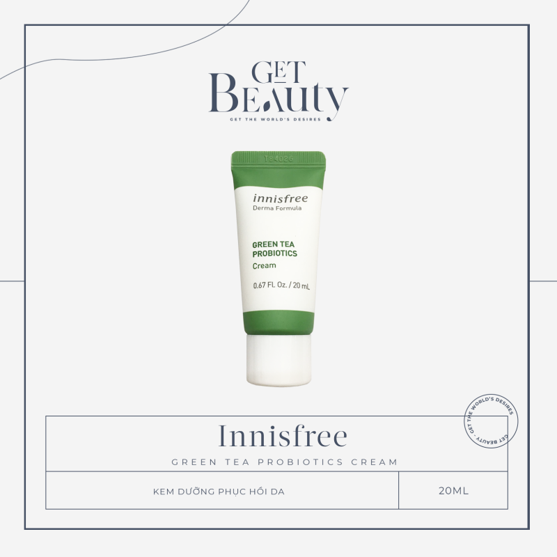 MINI | KEM DƯỠNG ẨM, PHỤC HỒI, BẢO VỆ LÀN DA KHỎE MẠNH INNISFREE DERMA FORMULA GREEN TEA PROBIOTICS CREAM 20ML giá rẻ