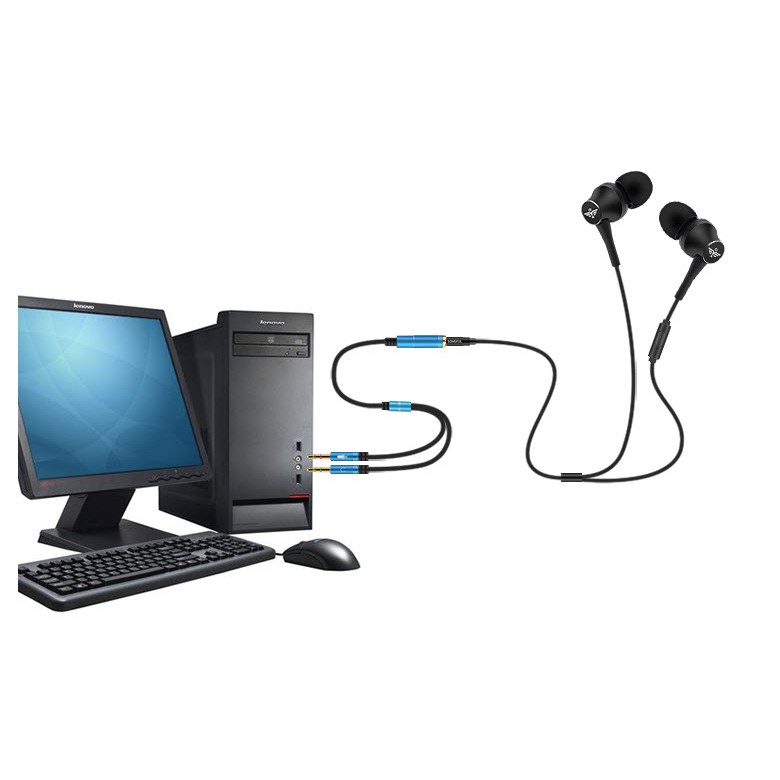 Jack chuyển đổi tai nghe 3.5 sang Audio & Mic, Cáp gộp dây 2 đầu Jack cho máy tính, Laptop