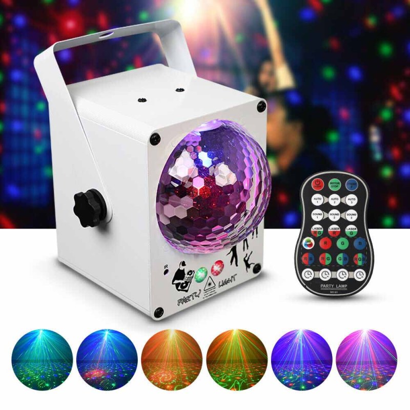 LED Laser Projector Stage Lighting Party Club RGB Sound Active Disco Ball Lights uk plug