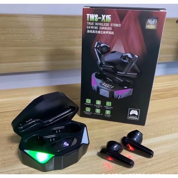Tai Nghe Gaming X15 Bluetooth 5.1 Không Dây Giảm Tiếng Ồn Cảm Ứng Điều Khiển Vân Tay Âm Thanh Hifi 9D Cho Android