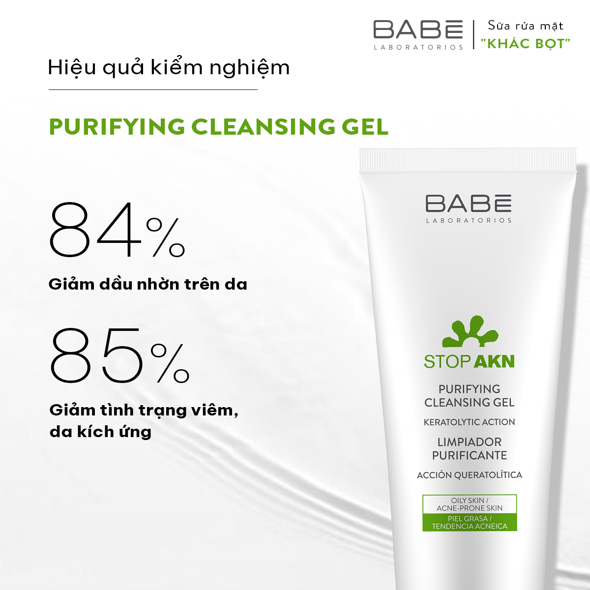 Mẫu thử sữa rửa mặt Babe Stop Akn 2ml x3 (3 gói)