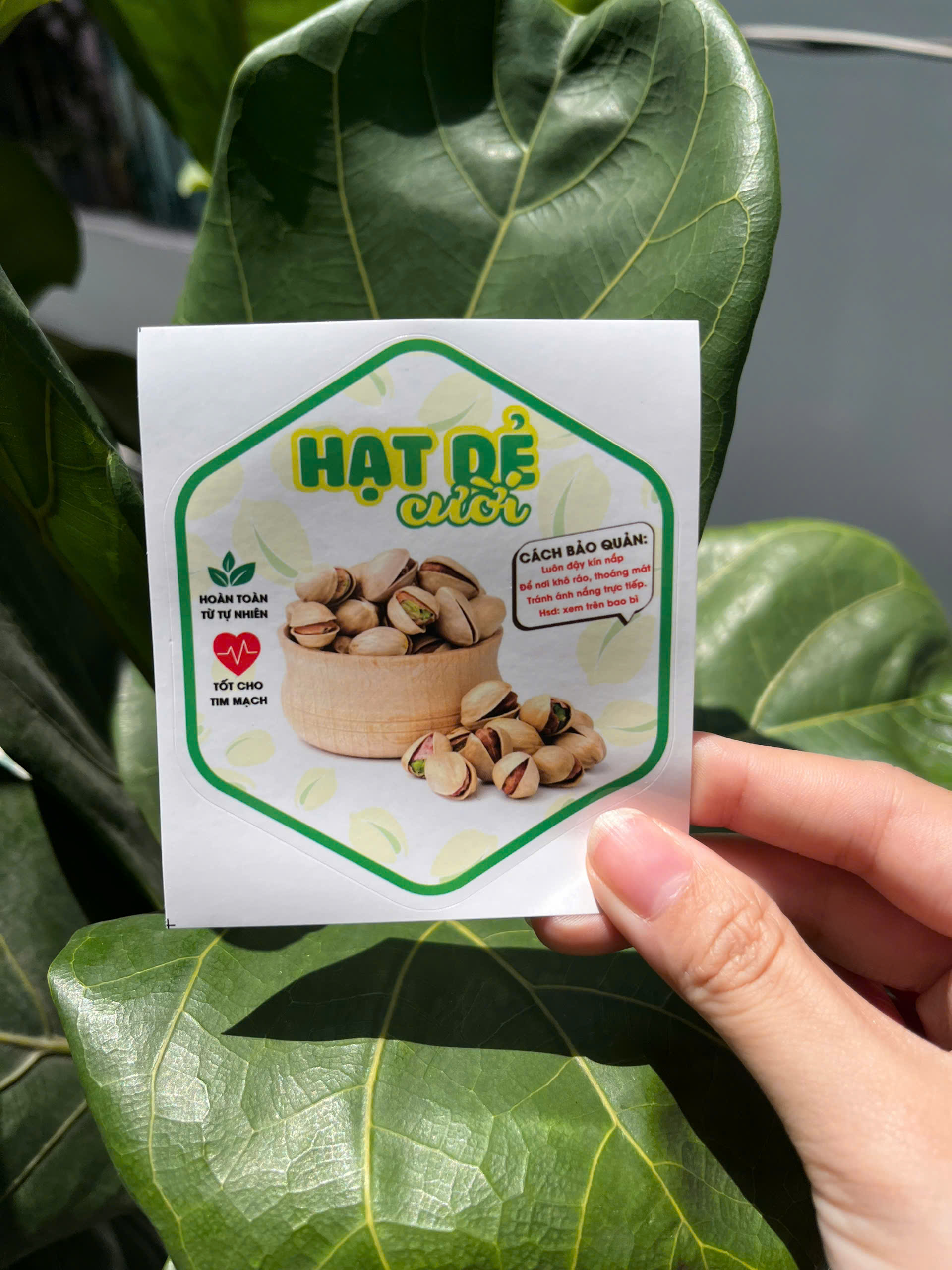55 tem lục giác 7x8cm - Hạt dẻ cười