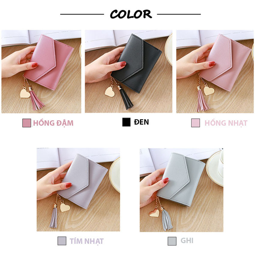 Ví bóp da nữ cầm tay mini tua rua VD03