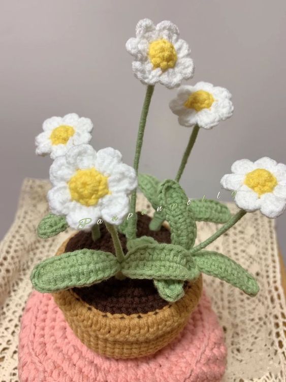 Hoa cúc họa mi bằng len handmade (1 bông)
