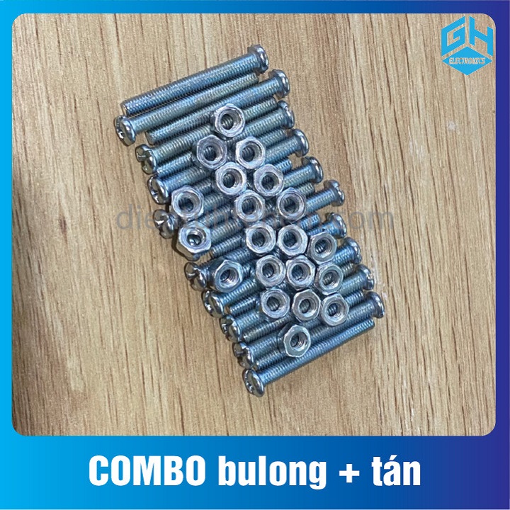 COMBO 20 con Bulong ốc vít SIZE M2 + tán (đai ốc)