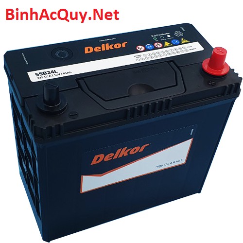 Bình ắc quy delkor 55b24l r cho xe hyundai i10, kia morning, honda city, mitsubishi xpande
