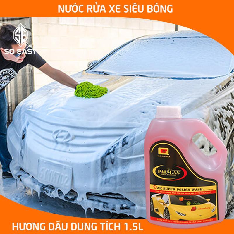 Dung dịch rửa xe siêu bóng PALLAS super polish wash concentrate 1.5L, nước rửa xe đậm đặc bảo vệ, bảo dưỡng mặt sơn xe hơi, ô tô, xe tải, xe khách P-1502