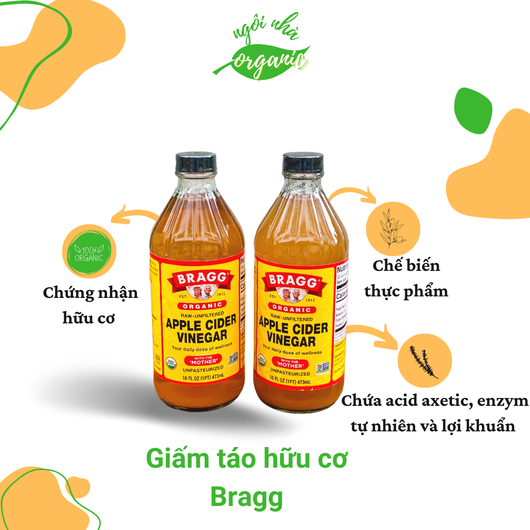 Giấm táo hữu cơ có giấm cái Bragg Apple Cider Vinager (with mother)