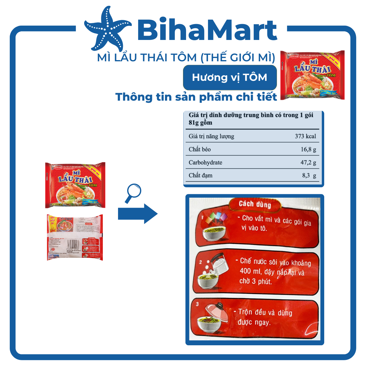 [SET 5 GÓI] - ACECOOK - Mì lẩu Thái Tôm, Mì ăn liền lẩu thái Tôm, Mì lẩu Thái hương vị Tôm, Mì Thế giới mì Acecook (81g/gói)