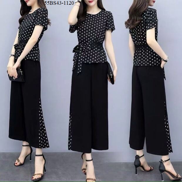 SET ÁO CHẤM BI VÀ QUẦN ỐNG RỘNG BIG SIZE