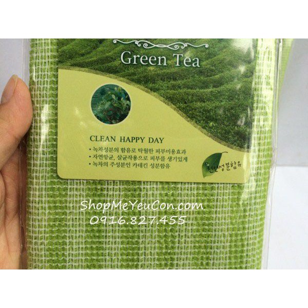Khăn Tắm Cọ Lưng Hàn Quốc Trà Xanh