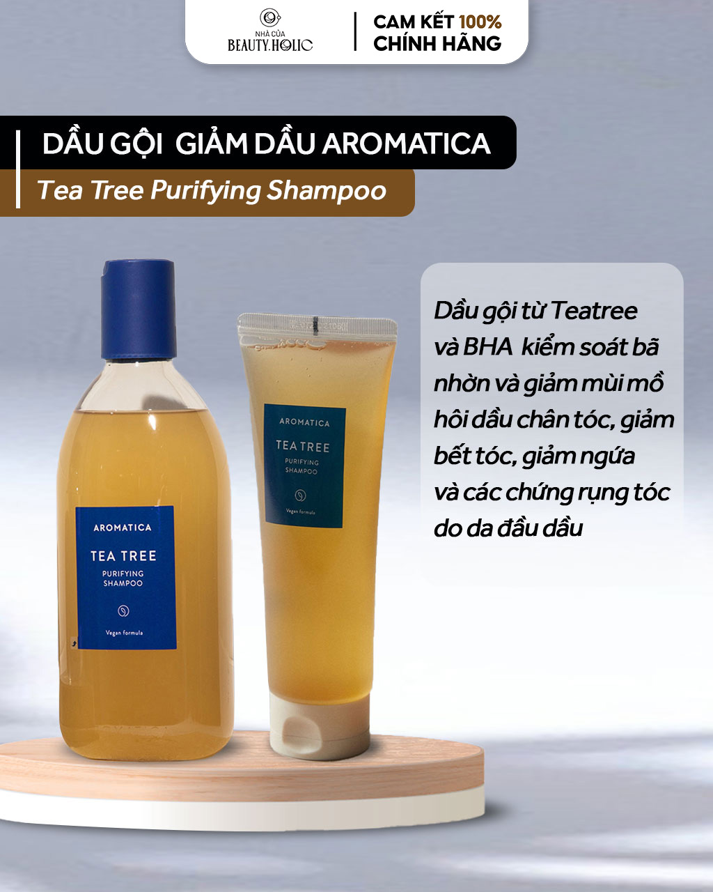 [Nhacuabeautyholic] Dầu gội kiềm dầu AROMATICA TEA TREE PURIFYING SHAMPOO