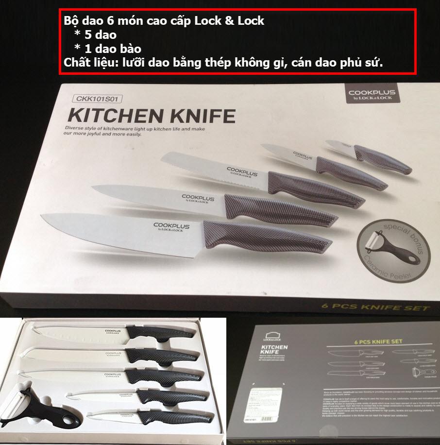 Bộ dao nhà bếp 6 món Lock & Lock là sản phẩm chất lượng cao, giúp bạn thực hiện mọi công việc liên quan đến cắt, chặt một cách nhanh chóng và dễ dàng. Thiết kế đẹp mắt, độ bền cao, sản phẩm này sẽ là sự lựa chọn lý tưởng cho các nàng chủ bếp.