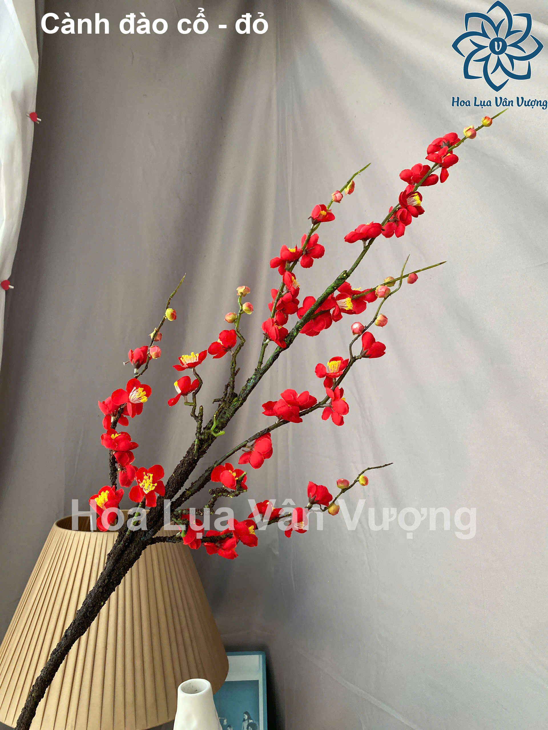 Hoa Giả, Hoa Lụa, Cành Đào Cổ Trang Trí Phòng
