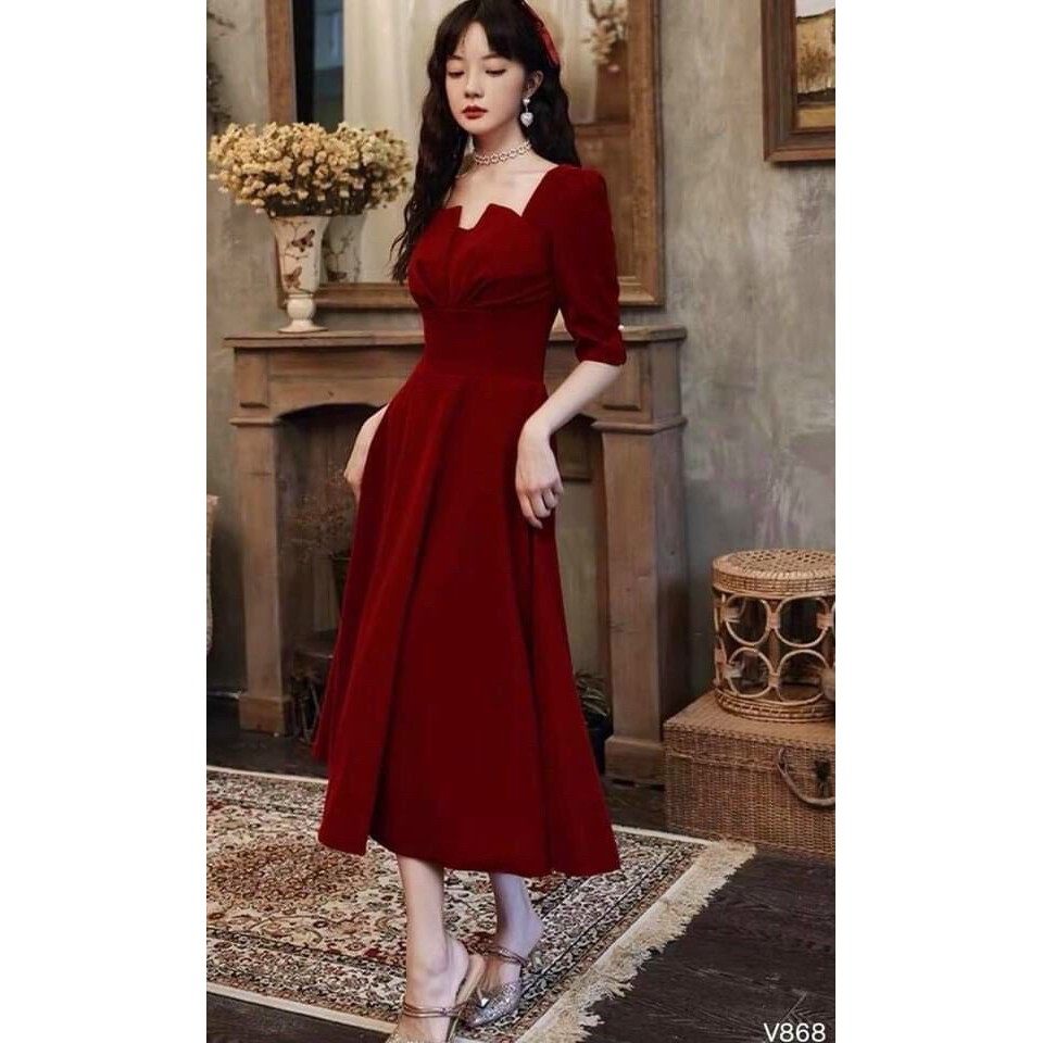 [HCM]đầm dự tiệc xếp li ngực