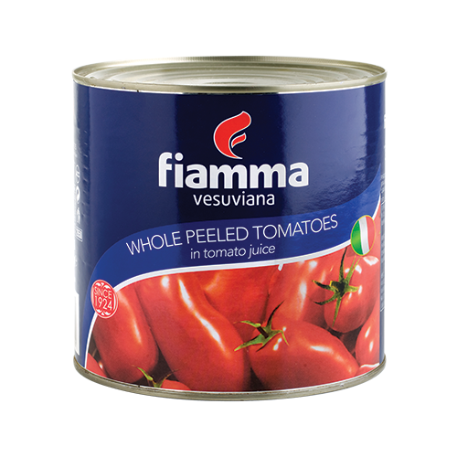 Hộp 2.55kgCà chua lột vỏ nguyên trái Fiamma - Whole Peeled Tomatoes 2.55kg