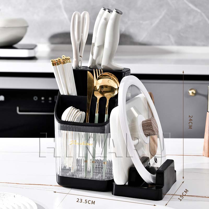 Ống đựng đũa muỗng hikaru chất liệu nhựa cao cấp trong suốt đa năng để đũa để thìa để dao để thớt