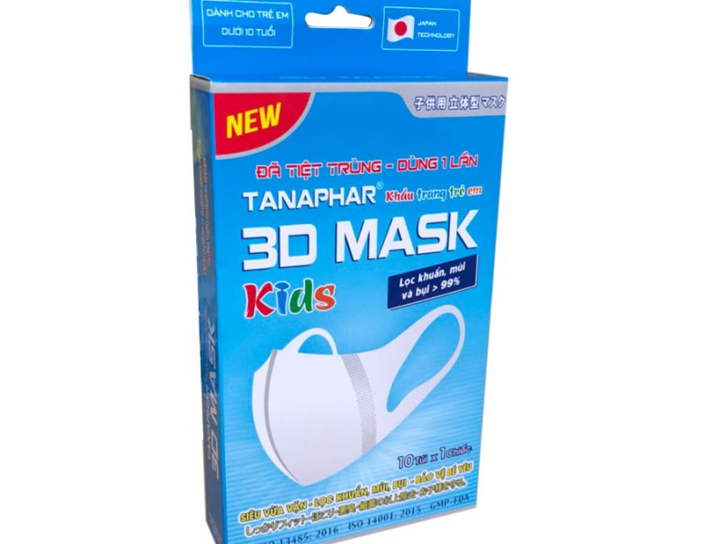 Khẩu trang 3D trẻ em Tanaphar Hộp 10 cái
