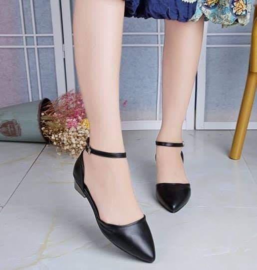 Giày bít mũi da mềm gót cao 3p