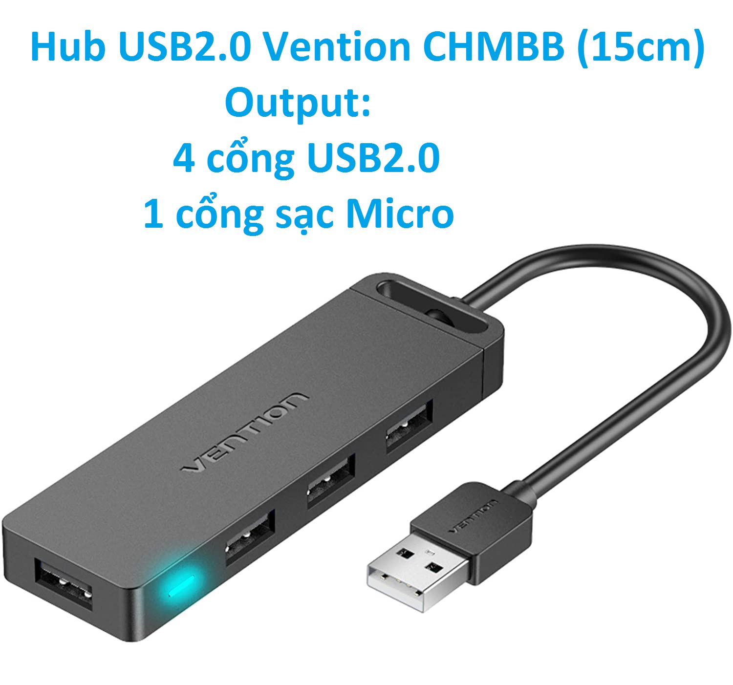 1USB ra 4USB Hub Bộ chuyển cổng USB 2.0 Vention CHMBB (15cm) - MixASale