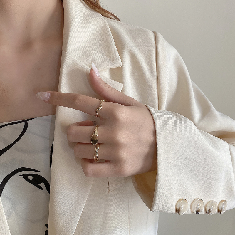 Set nhẫn basic mặt dẹt, 3 chiếc kiểu dáng đơn giản, cá tính Her Jewelry N24