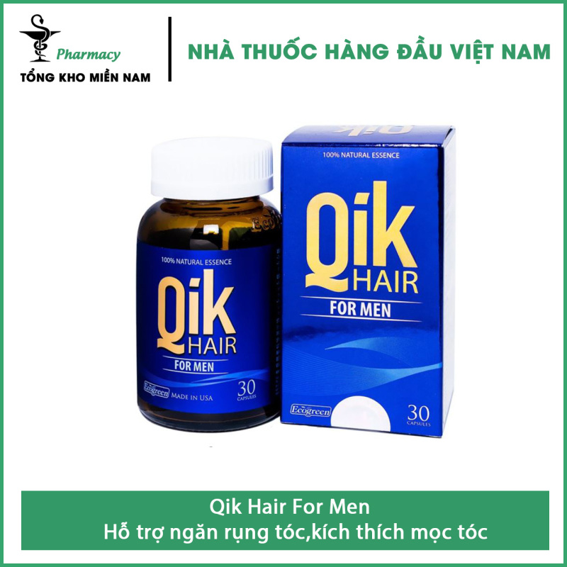 [HCM]Qik Hair For Men - Giúp giảm rụng tóc hói đầu ở nam giới – Hộp 30 viên – Tổng Kho MiềnNam nhập khẩu