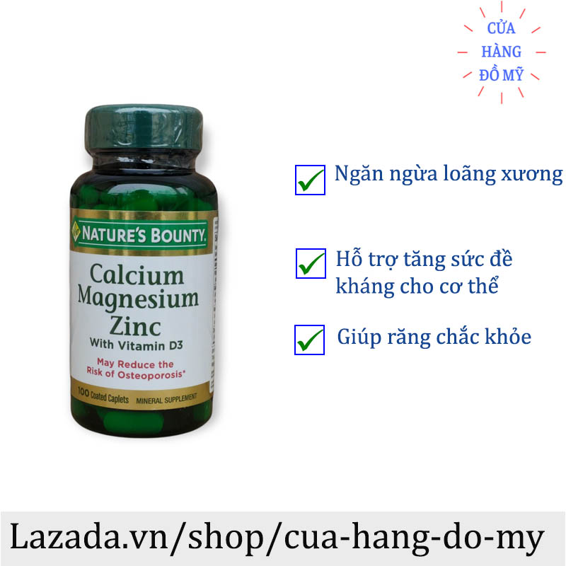 Viên uống Calcium Magnesium Zinc Nature Bounty 100 viên - Shop Hong1008