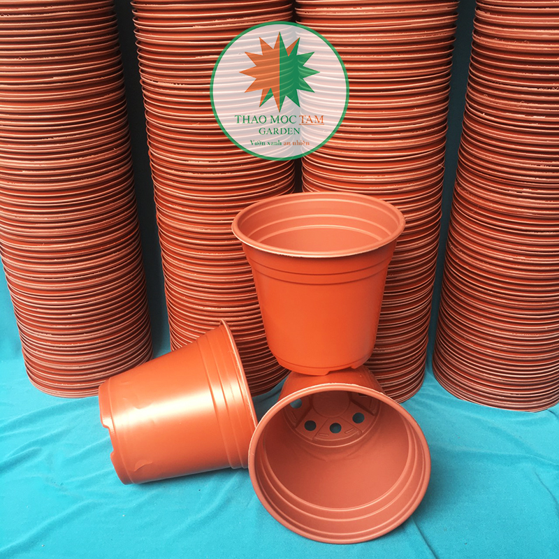 20c Chậu nhựa trồng hoa 12x10.6cm (nâu đỏ) / Chậu trồng hoa, ươm cây